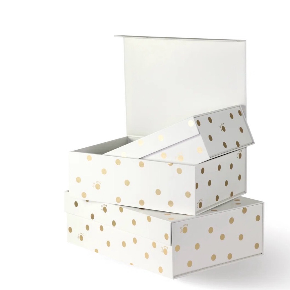 Kate Spade New York Nesting Box, Gold Dot‎ with Script, Gold Polka Dot Gift Box